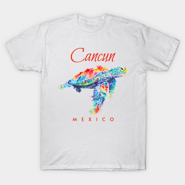 Cancun Mexico Watercolor Sea Turtle T-Shirt by grendelfly73